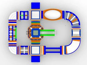 Inflatable Water Park On Lake